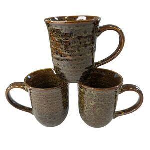 Jaclyn Smith Today Series Mottled Brown Pattern Coffee Mugs Set of 3